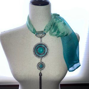 Turquoise and Silver Scarf Slide